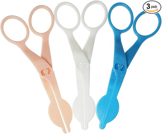 ZYAMY 3pcs ABS Plastic Cake Scissors Flower Fondant Decorating Cake Tool Flowers Lifter Cake Edge Scissors Clip Cream Transfer Confectionery Tool (White, Pink, Blue)