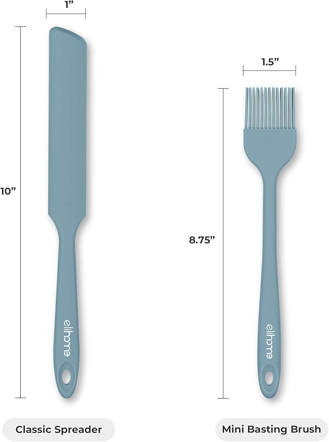 Elihome Skinny Silicone Jar Spatula Spreader, BPA Free,Heat-Resistant Scraper, 10in Long Narrow Stirring Stick, Seamless Flexible Peanut Butter Spreader for Scraping Icing and Jam (Slate)