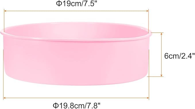 HARFINGTON 3 Pcs Round Cake Pans 7.8" Nonstick Quick Release Silicone Cake Mould Bakeware Tools for Baking Cupcakes Bread Pizza, Pink