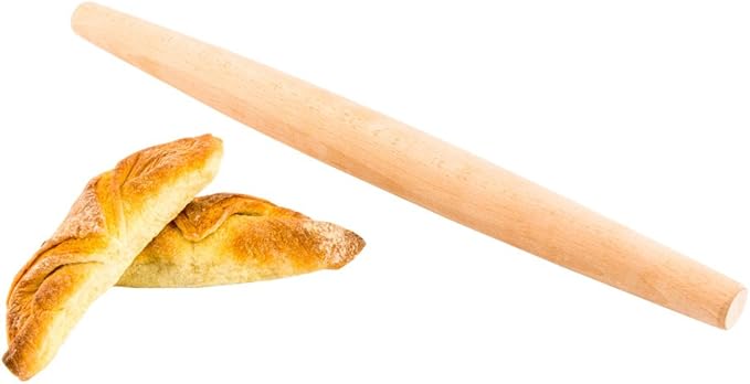 Restaurantware Pastry Tek 15 Inch French Rolling Pin 1 Tapered Rolling Pin For Baking - Solid Professional Grade Natural Beechwood Dough Roller For Fondant Pizza Dough Cookies And More