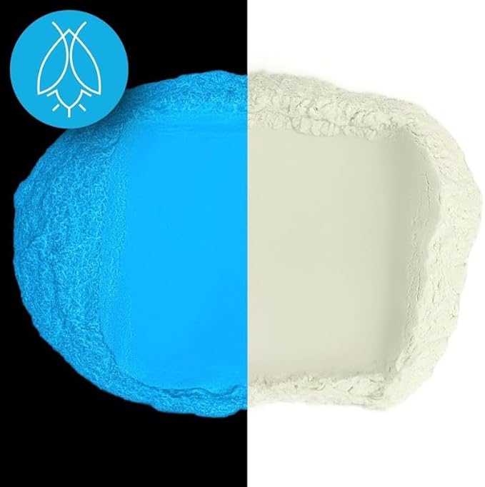 Glow in The Dark Pigment Powder - Neutral and Fluorescent Color for Art Painting, Fine Art, Nail Art Paint, and DIY Crafts - Long Lasting, 10+ Color Options - Neutral Sky Blue - (120 Grams/4 Ounces)