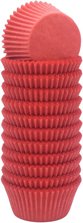 Red Cupcake Liners Standard Greaseproof Paper Baking Cups, 300-Count