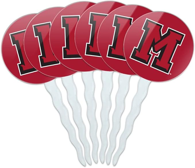Mansfield University Primary Logo Cupcake Picks Toppers Decoration Set of 6