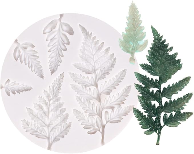 Leaf Silicone Mold Rose Flower Fondant Molds DIY Cake Decorating Tools Sugarcraft Candy Resin Clay Chocolate Gumpaste Moulds (3.8 x 3.8 x 0.24 inches)