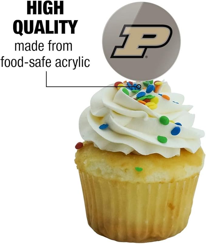 Purdue Boilermakers Logo Secondary Cupcake Picks Toppers Decoration Set of 6