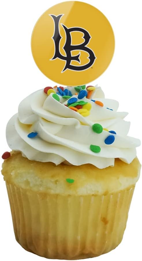 California State University Long Beach Primary Logo Cupcake Picks Toppers Decoration Set of 6