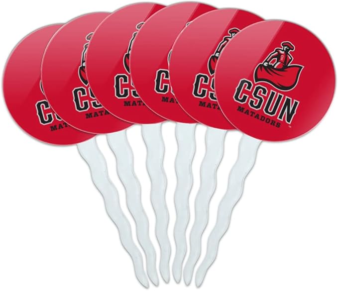 Cal State Northridge Primary Logo Cupcake Picks Toppers Decoration Set of 6