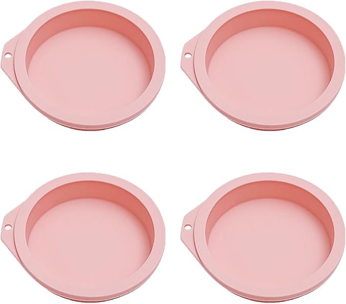 4 Pcs Air Fryer Egg Molds, Silicone Egg Bite Molds for Baking Muffin Top Pan Toast, Non-Stick Air Fryer Accessories (Pink)