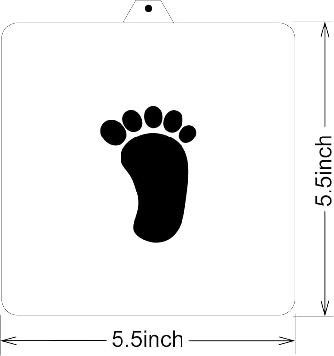 Cookie Cutter and Stencil Set Bundle Kit PYO Cookies Paint Your Own Diy Bakery Fondant Sugar Happy Birthday Wedding Baby Candle Kids Painting Coloring Pages Comb (Baby Foot Print)