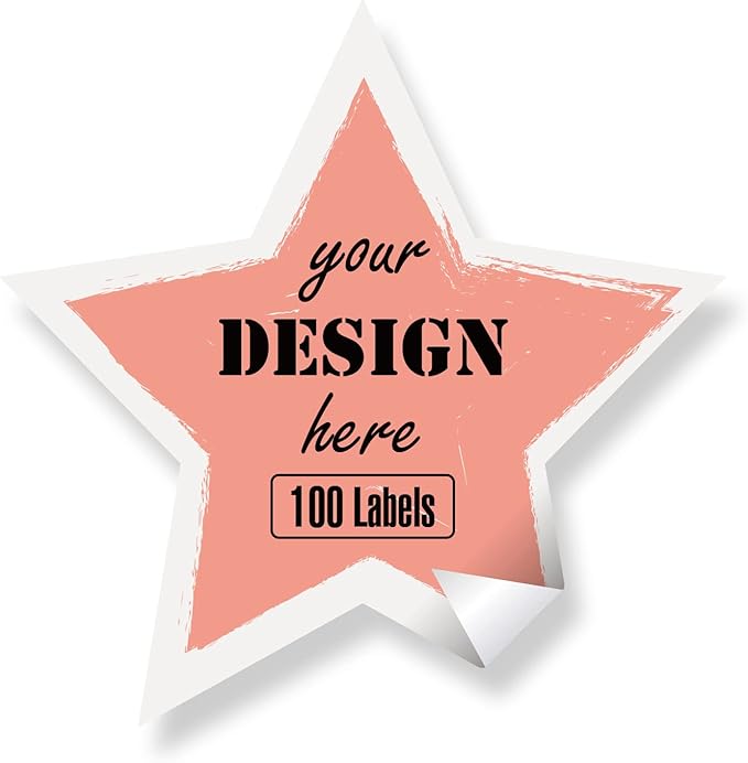 Custom Stickers Personalized Labels - Customized Stickers with Any Design Image Logo Text,Custom Thank You Label Stickers,Custom Stickers for Business Logo,100 Labels (Star,3"x3")