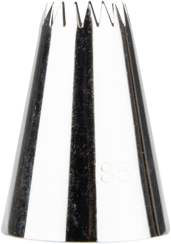 Restaurantware Pastry Tek Piping Tip 1 Open Star Decorating Tip - #8B Dent-Resistant Stainless Steel Icing Tip Dishwasher-Safe Decorate Cupcakes Cakes or Cookies (Pack of 2)