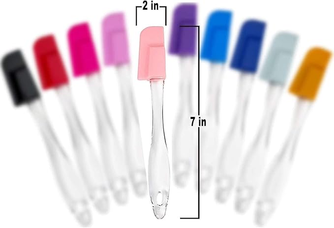 Mini Spatulas Set - 10 Piece Heat Resistant Silicone Spatula - Pro-Grade Multipurpose Kitchen Tool for Baking, Cooking, Mixing, and More - Non-Stick, Dishwasher Safe Bright and Colorful Small Spatula