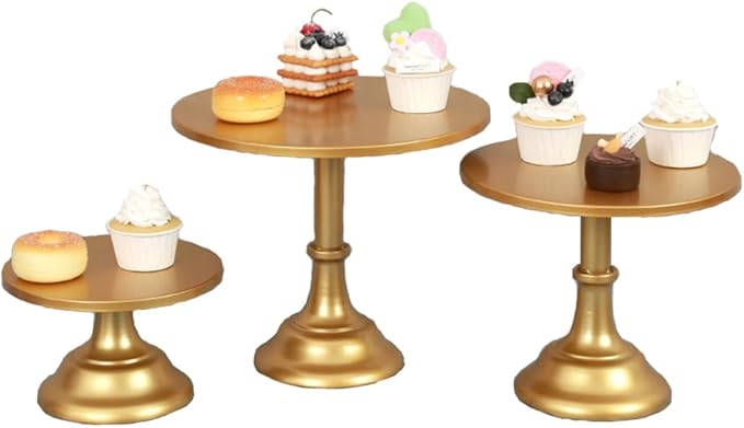 3 Pcs Metal Cake Stand Set 8/10/12 inch Dessert Table Display Perfect for Baby Shower Wedding Birthday (gold)