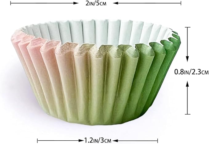 qiqee Mini Cupcake Liners Cupcake Cups 300-Count Food Grade Pink Purple Blue Gradient Design Cupcake Papers Baking Cups Cupcake Wrappers(Small Size)