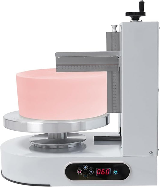 Cake Decorating Machine, 200W Automatic Cake Cream Spreading Machine for 4-12 Inch Cake Icing Machine, Adjustable Scrapers,Low Noise Cake Frosting Machine, for Cake Shops, Dessert Shops (White)