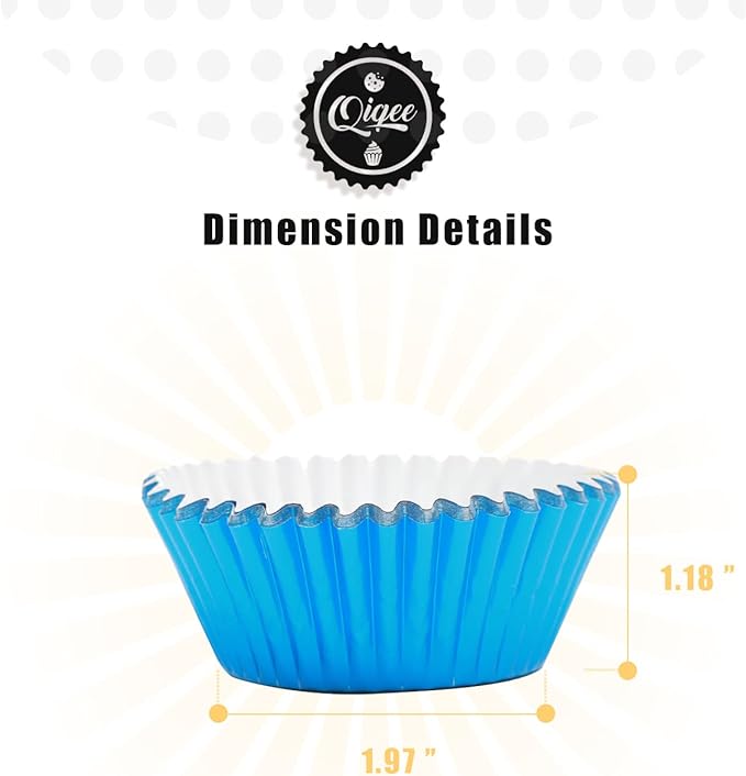 qiqee 500pcs Foil Cupcake Liners For Baking Standard Size Thick ＆ Sturdy Oil Resistance, 10 Color Baking Cups Muffin Liners Paper(Standard Size 2inch Bottom)