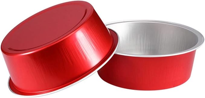 KEISEN 3 4/5" 150ml 5oz 100/PK Disposable Aluminum Foil Cups for Muffin Cupcake Baking Bake Utility Ramekin Cup 100/PK (red)