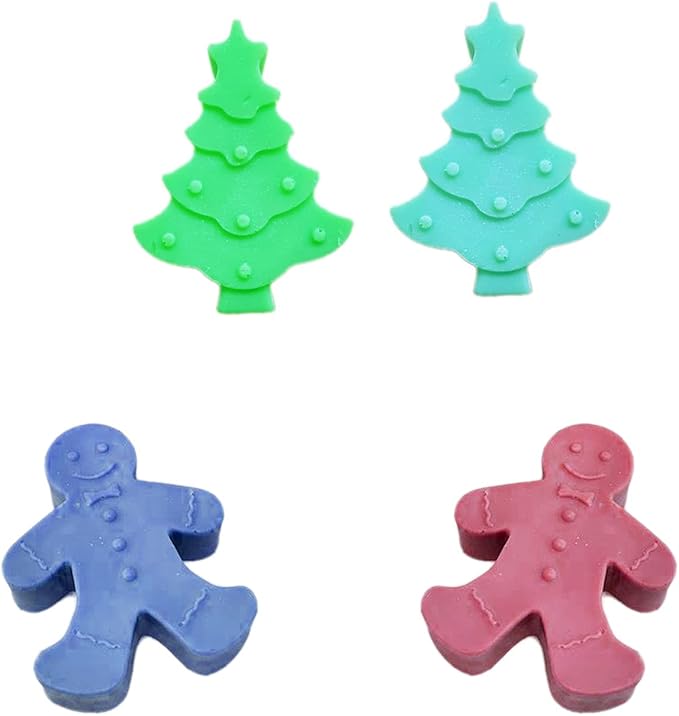 X-Haibei Gingerbread Man & Christmas Tree Silicone Mold for Soap, Crayons, Cookies, Chocolate - Large Cavity DIY Craft & Baking Mold for Holiday Projects