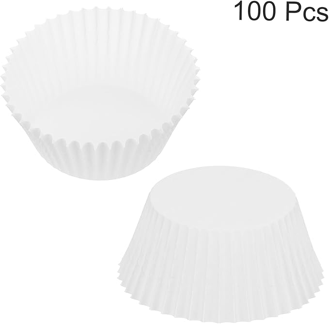 uxcell 100 Pcs Cupcake Liners, Muffins Paper Baking Cups Wrappers Standard Greaseproof for Baking Cupcake Wrapper, White