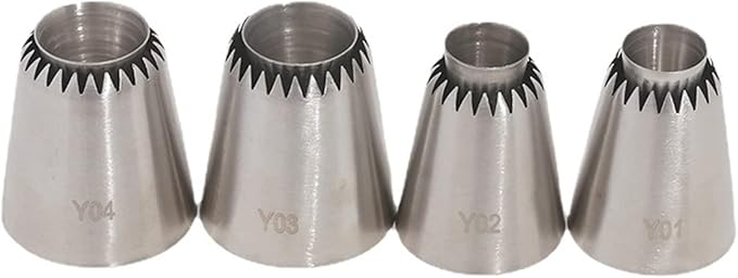 FantasyDay 4 piece Stainless Steel Piping Tips Piping Nozzles Cake Decorating Supplies Cookies Cupcake Icing Decorating Supplies Decorating Kits Frosting Icing Tips Baking Set Tools