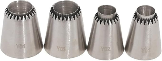 FantasyDay 4 piece Stainless Steel Piping Tips Piping Nozzles Cake Decorating Supplies Cookies Cupcake Icing Decorating Supplies Decorating Kits Frosting Icing Tips Baking Set Tools