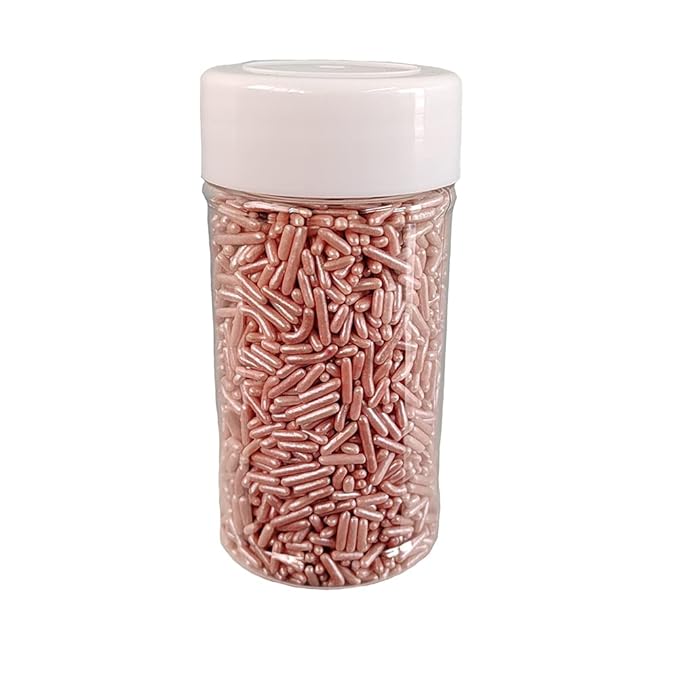 Homankit Rose Gold Jimmies Sprinkles Edible Sprinkle Candy Soft Jimmies Toppings for Ice Cream, Cupcake, Cake, Cookie, Dessert Decorating 2.75 Ounces