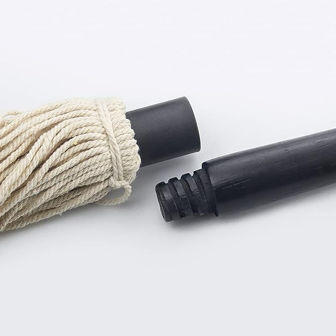 Grill Basting Mop, YFWOOD 18 Inch Grill Basting Brush BBQ Mop Black Wooden Long Handle with 4 Extra Replacement Heads for Grilling Smoking Barbecue Steak