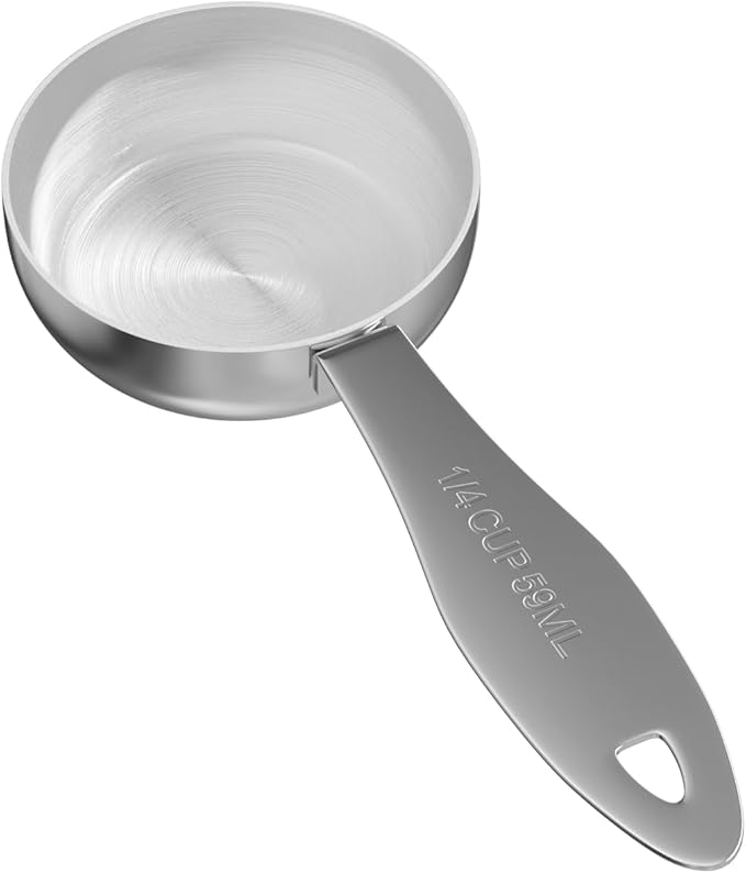 1PCS 1/4Cup(59ml) Stainless Steel Measuring Cup, Heavy-duty Single Metal Scoop for Wet and Dry Ingredients, Great Kitchen Gadgets for Cooking