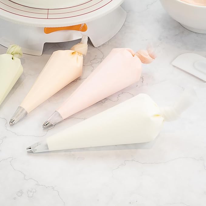 Restaurantware Pastry Tek 16 x 8.9 Inch Piping Bags 2 Reusable Icing Bags - Durable White Silicone Pastry Bags Anti Burst Decorate Cakes Cupcakes Macarons Or Cookies