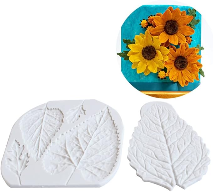 Leaf Silicone Mold Rose Flower Fondant Molds DIY Cake Decorating Tools Sugarcraft Candy Resin Clay Chocolate Gumpaste Moulds (2pcs(13 * 13.5cm,8.6 * 13.3cm))