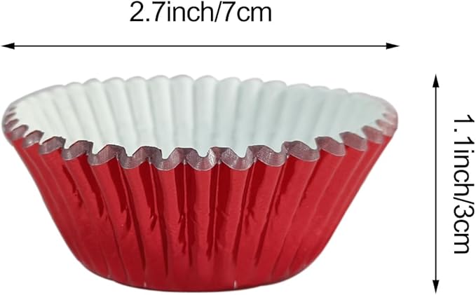 MEETINGU Bright Red Cupcake Liners, Paper Foil Cupcake Liners Muffin Baking Cups for Standard Baking Cupcakes