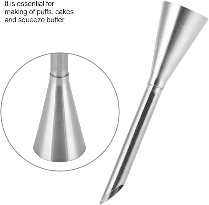 Metal Piping Tip Pastry Filler Injector, Cream Icing Piping Nozzle Tips, Stainless Steel Long Puff Nozzle Decor for Filling Donuts Cupcakes