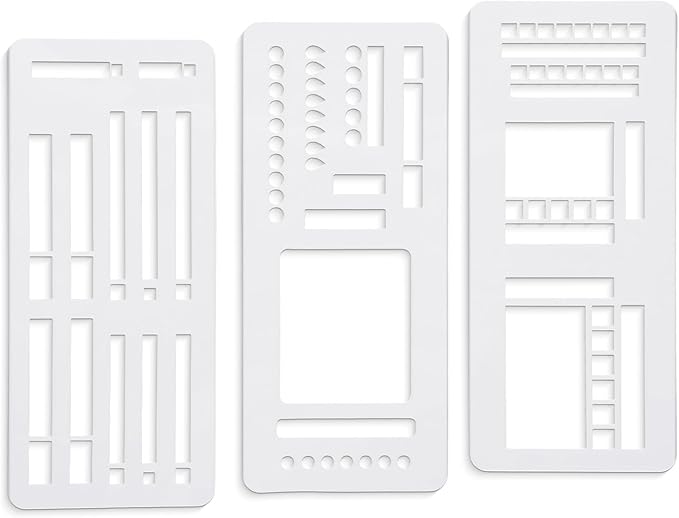 Handmade Flexible Record Template, Set of Templates for Diary Planning, 3-Pack Stencils Drafting Tools, for Diaries, Scrapbooks, DIY Handicrafts (A)