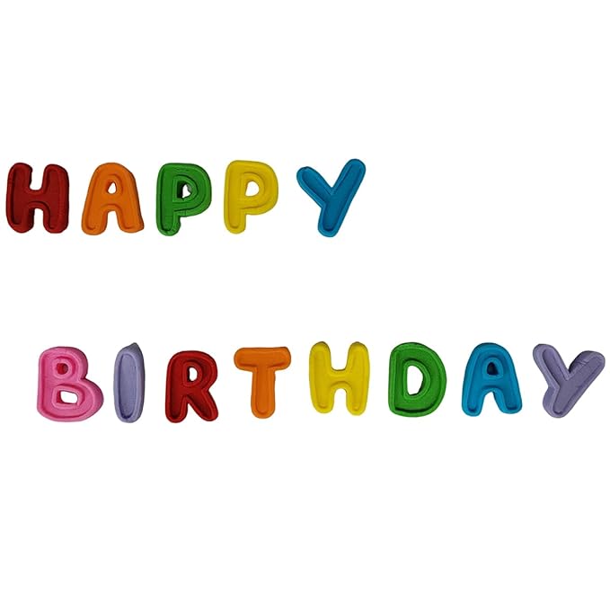 Edible Candy Happy Birthday Letters Cake Decorations Dessert Sugar Sprinkles Party Cookie DIY Cake Cupcake Topper Icing Frosting Decoration Holiday Supplies (Only Contain Happy Birthday Alphabet)