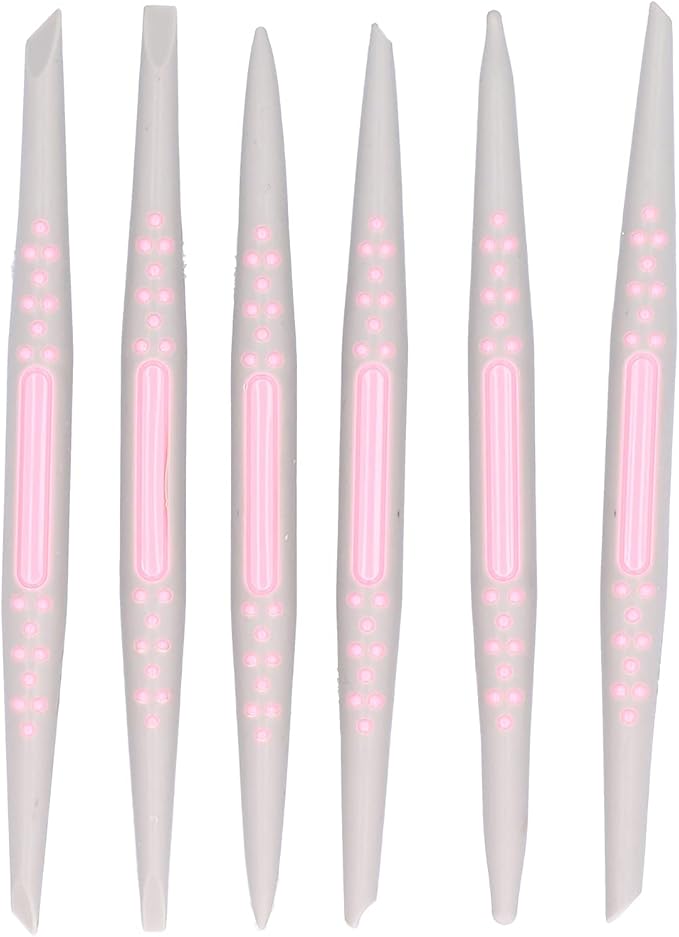 AUNMAS 6Pcs Fondant Cake Decorating Tools, Plastic Fondant Carving Sculpting Pen Set, Sugar Modeling Shaper Decor Tool for DIY Handcrafts Details Carving