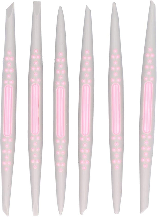 AUNMAS 6Pcs Fondant Cake Decorating Tools, Plastic Fondant Carving Sculpting Pen Set, Sugar Modeling Shaper Decor Tool for DIY Handcrafts Details Carving