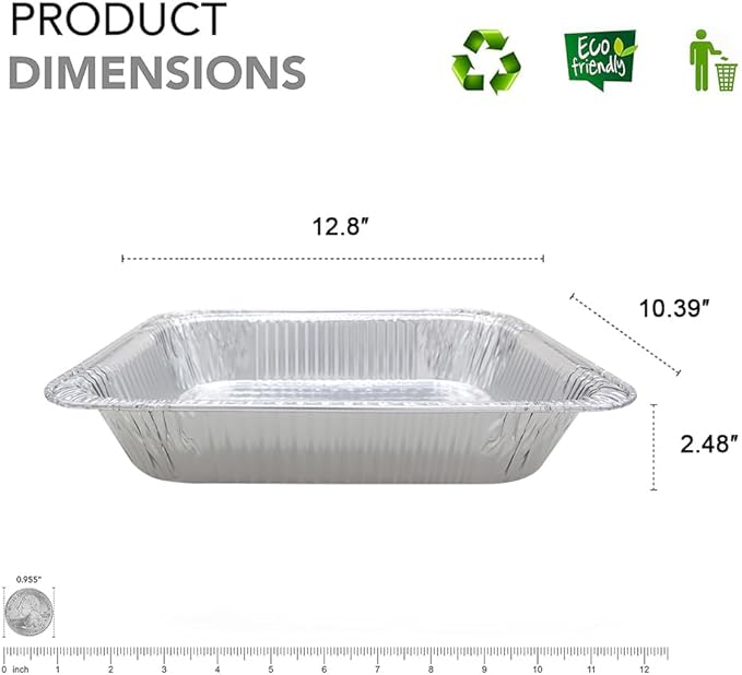 Aluminum Pans 9x13 Disposable Foil Pans Half Size (30Pack) Baking Pans Roasting Pan Great for Cooking, Heating, Storing