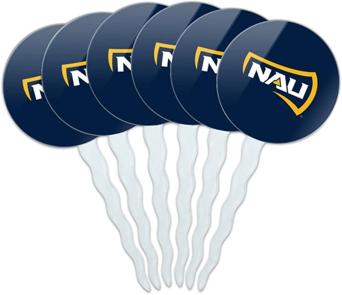 Northern Arizona University Primary Logo Cupcake Picks Toppers Decoration Set of 6