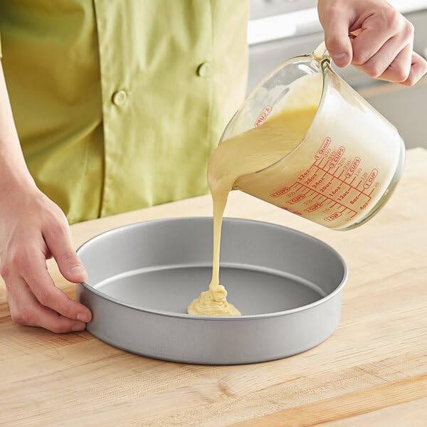 10-Inch Round Straight Sided Cake Pan, Aluminized Steel, Silver, 2-Inch Deep, Silicone Glazed, Commercial Bakingv Pan