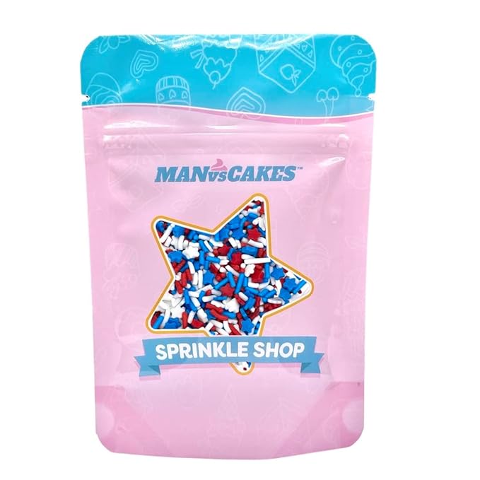 Sprinkles | Patriotic sprinkles | Red white and blue sprinkles | American sprinkles | Cookie sprinkles | July 4th sprinkles | Manvscakes | Chocolate,Potato | Non Toxic