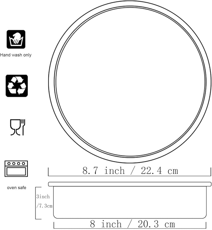 8×3 round Cake Pan Aluminum cake tin baing pan for birthday cake party (8×3 round Cake Pan)