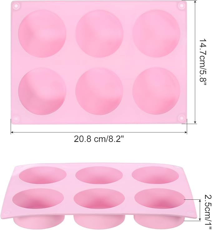 uxcell 2pcs Silicone Muffins Pan, 6 Cup Silicone Cupcake Pan Nonstick Baking Tray for Muffins, Cupcakes, Dishwasher Safe, Pink