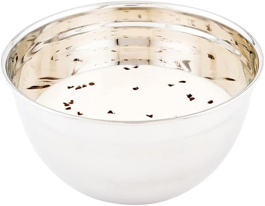 Restaurantware Met Lux 3 Quart Metal Mixing Bowls 1 German Deep Flour Bowl - Corrosion-Resistant Dishwasher-Safe Stainless Steel Metal Prep Bowl Durable For Baking And Cooking