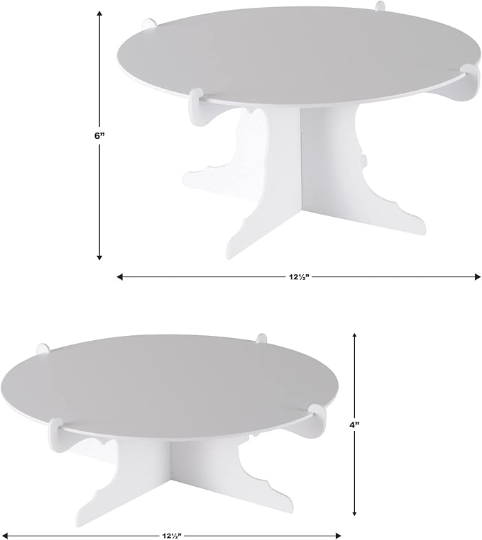 Beistle 2 Piece Durable Cake Stands for Weddings Birthday Party Cupcake Holders Baby Shower Celebration Supplies, 12.5" x 6", White