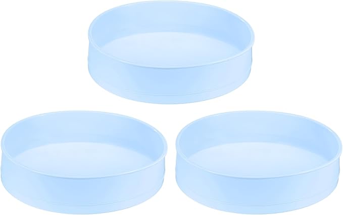 HARFINGTON 3 Pcs Round Cake Pans 10" Nonstick Quick Release Silicone Cake Mould Bakeware Tools for Baking Cupcakes Bread Pizza, Blue