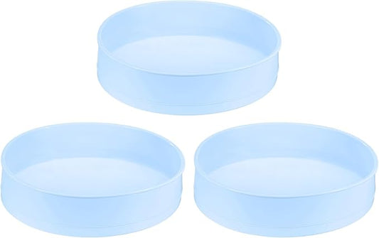 HARFINGTON 3 Pcs Round Cake Pans 10" Nonstick Quick Release Silicone Cake Mould Bakeware Tools for Baking Cupcakes Bread Pizza, Blue