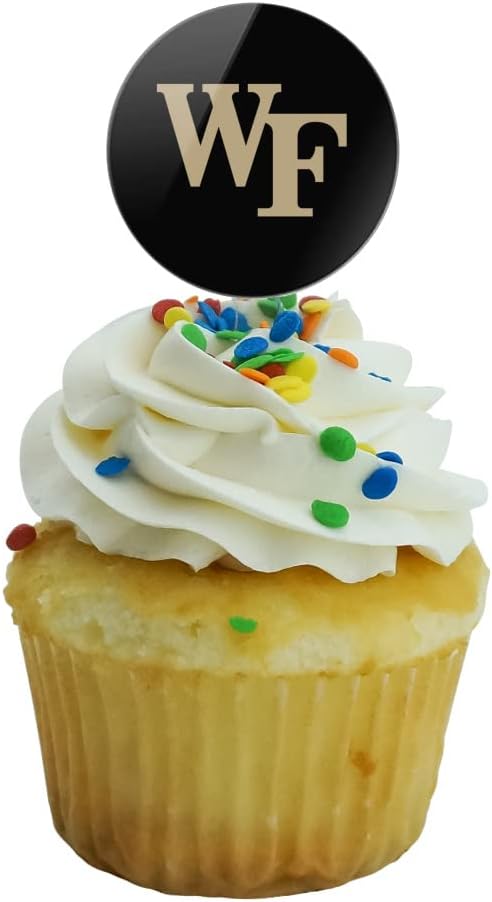Wake Forest University Primary Logo Cupcake Picks Toppers Decoration Set of 6