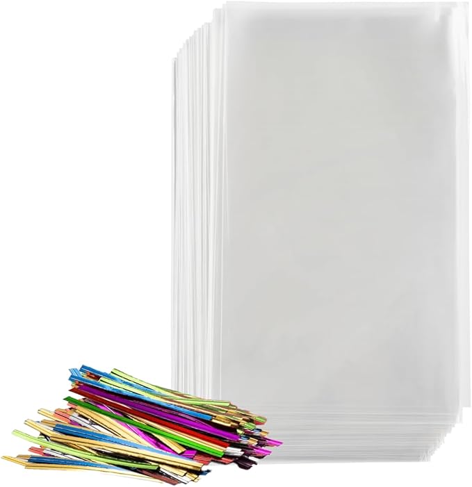 Prestee 200 Pack Clear Plastic Cellophane Gift Bags [3x4] with 4" Twist Ties, Candy, Cookie, Treat Bags (Pack of 200)