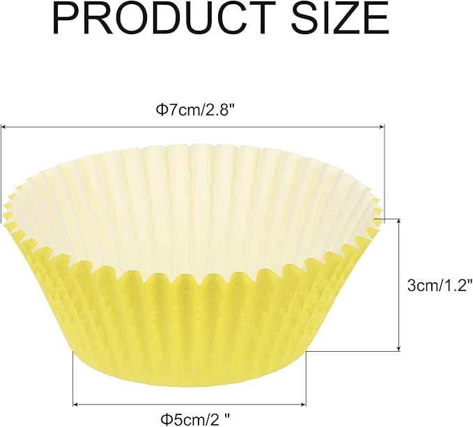 uxcell 100 Pcs Cupcake Liners, Muffins Paper Baking Cups Wrappers Standard Greaseproof for Baking Cupcake Wrapper, Yellow