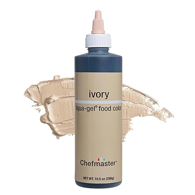 Chefmaster Ivory Liqua-Gel Food Coloring | Vibrant Color | Professional-Grade Dye for Icing, Frosting, Fondant | Baking & Decorating | Fade-Resistant | Easy-to-Use | Made in USA | 10.5 oz